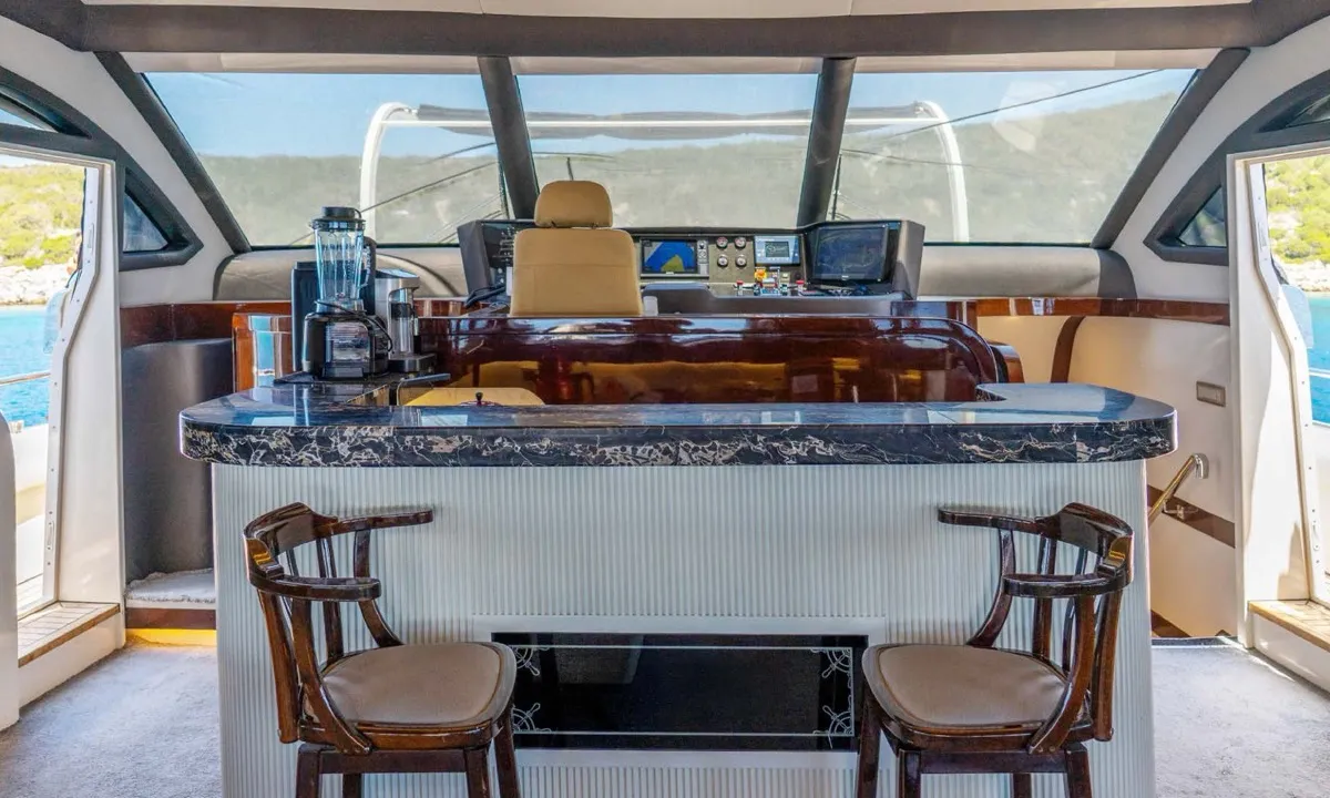 Cockpit of Den Den, a Gulet Luxury Motor Yacht yacht at Bodrum, Turkey
