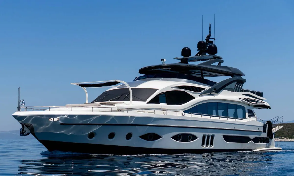 Exterior view of Den Den, a Gulet Luxury Motor Yacht yacht at Bodrum, Turkey