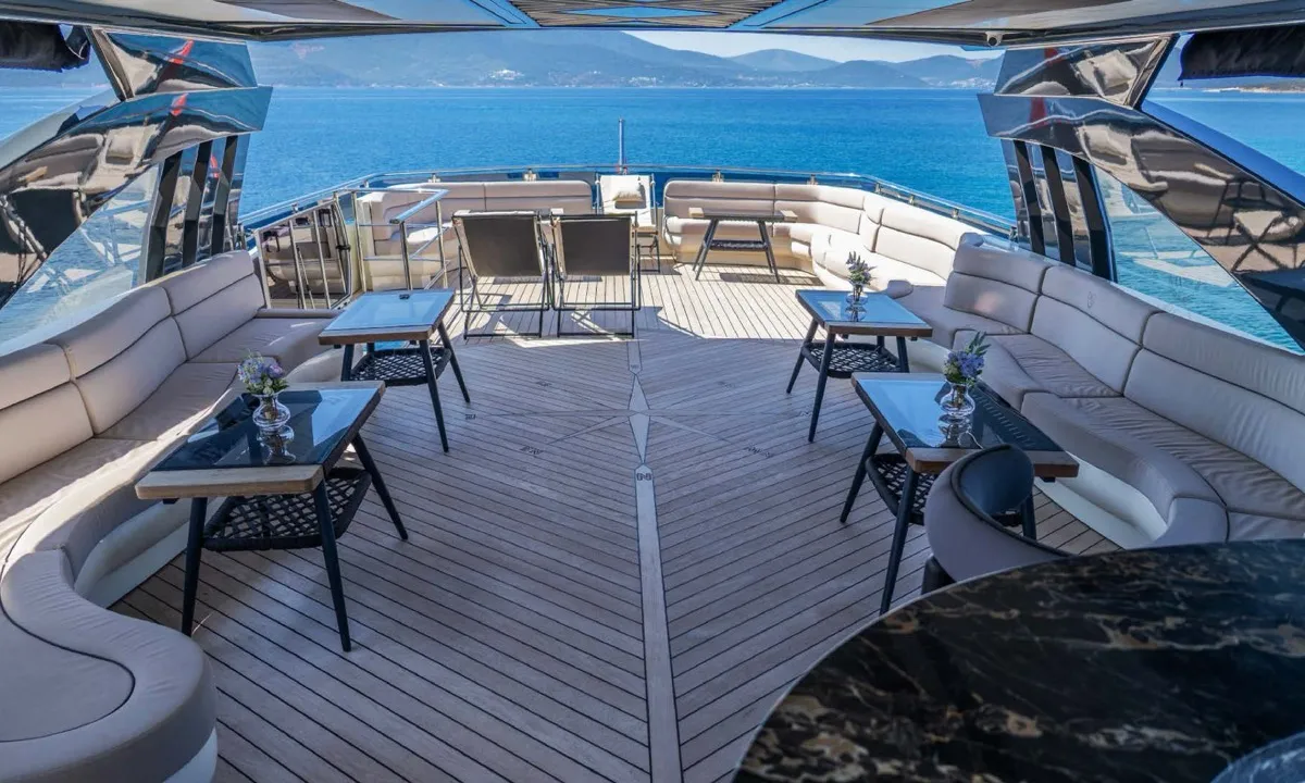 Deck of Den Den, a Gulet Luxury Motor Yacht yacht at Bodrum, Turkey