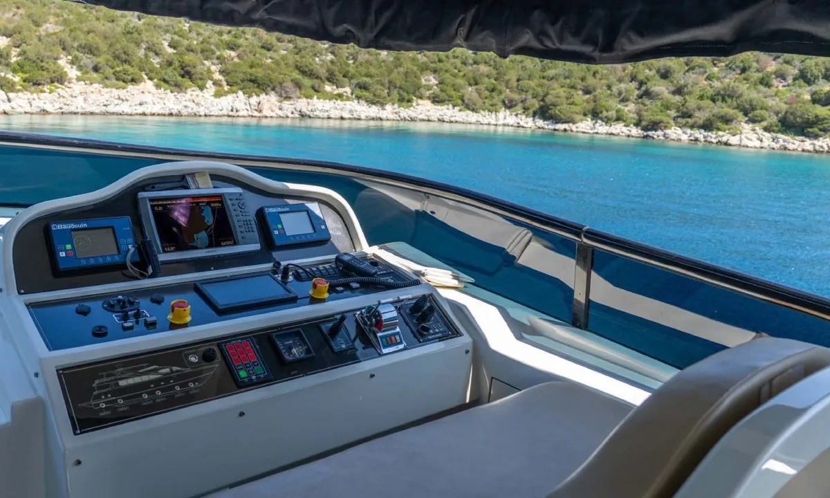 Cockpit of Den Den, a Gulet Luxury Motor Yacht yacht at Bodrum, Turkey