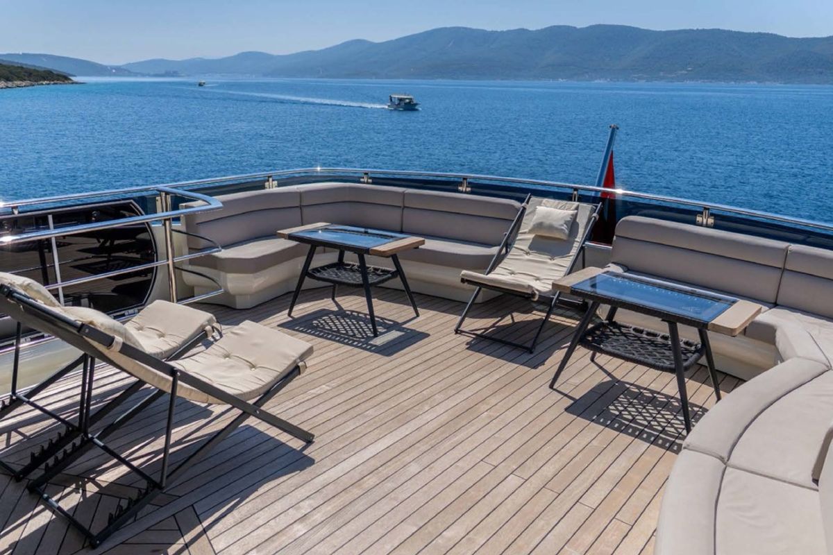 Deck of Den Den, a Gulet Luxury Motor Yacht yacht at Bodrum, Turkey