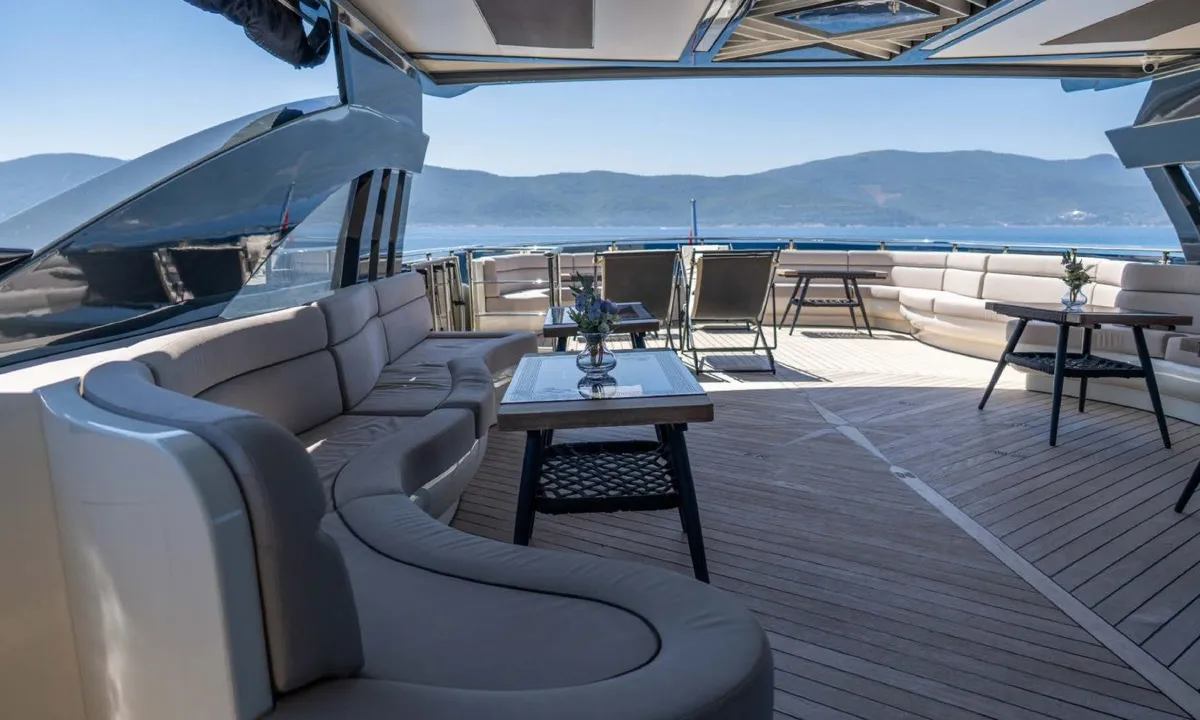 Deck of Den Den, a Gulet Luxury Motor Yacht yacht at Bodrum, Turkey
