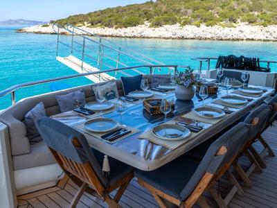 Deck of Den Den, a Gulet Luxury Motor Yacht yacht at Bodrum, Turkey