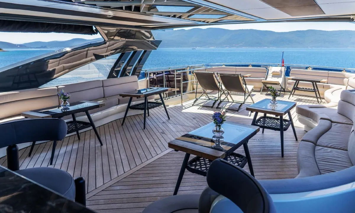 Deck of Den Den, a Gulet Luxury Motor Yacht yacht at Bodrum, Turkey
