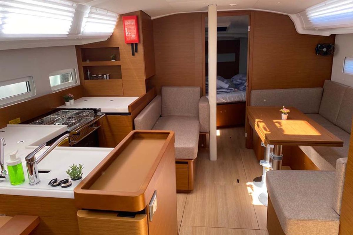 Salon of Marelli, a Jeanneau Sun Odyssey 410 sailboat at Grad Trogir, Croatia