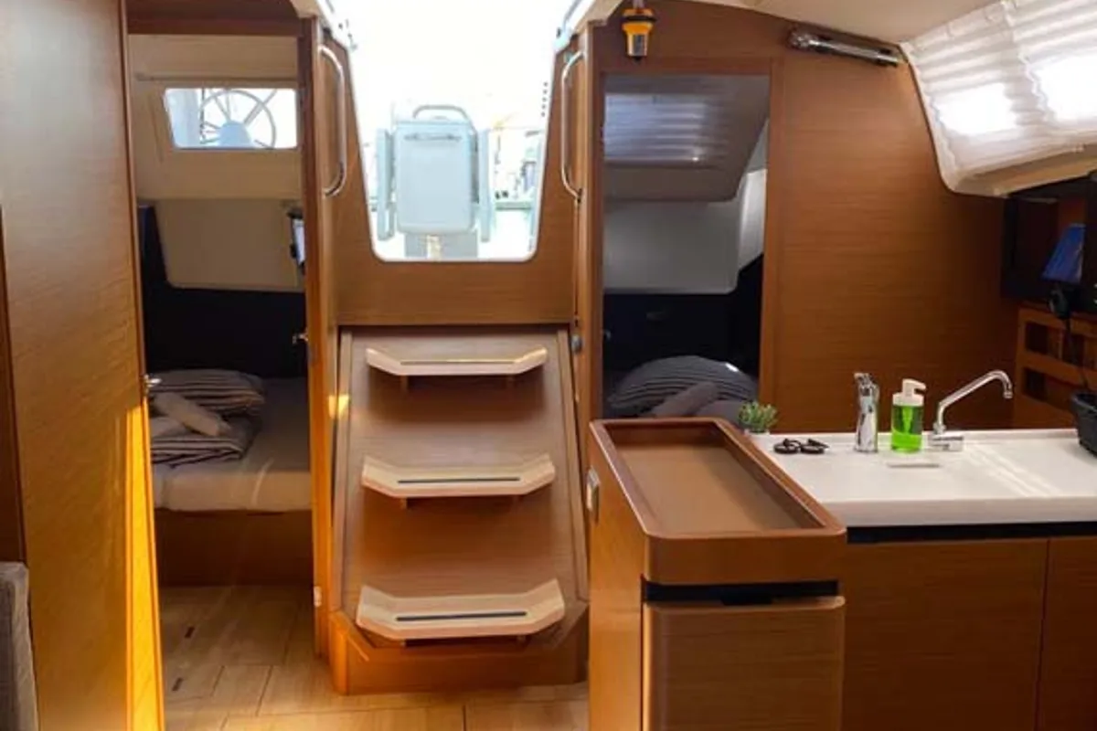Salon of Marelli, a Jeanneau Sun Odyssey 410 sailboat at Grad Trogir, Croatia