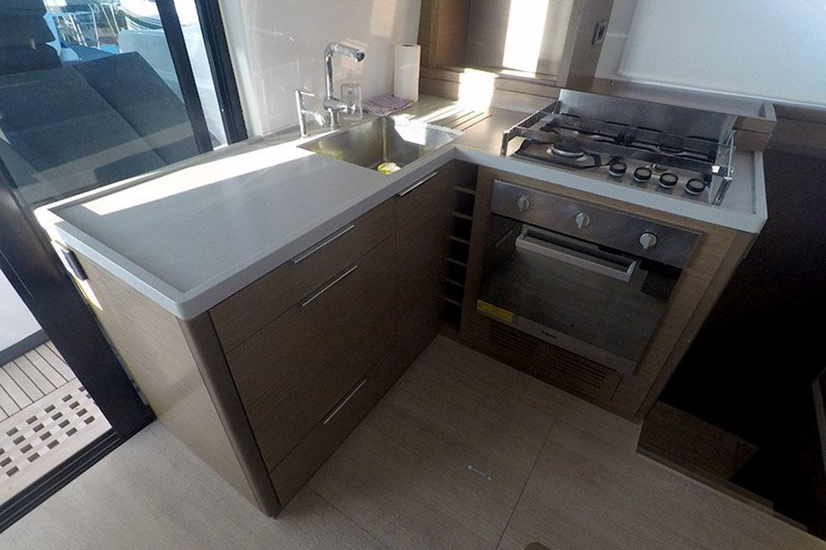 Galley of Zuzo I, a Lagoon 50 catamaran at Grad Šibenik, Croatia