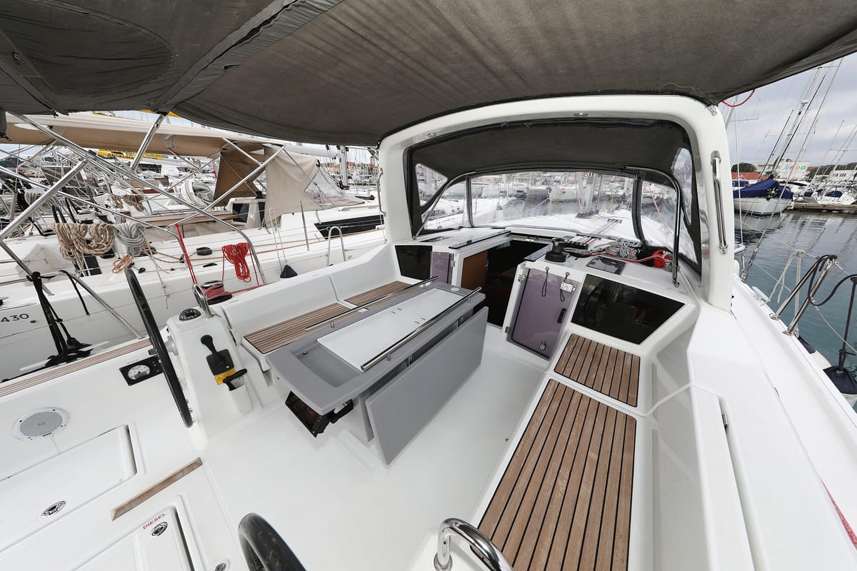 Cockpit of Dream Course, a Beneteau Oceanis 41.1 sailboat at Grad Vodice, Croatia
