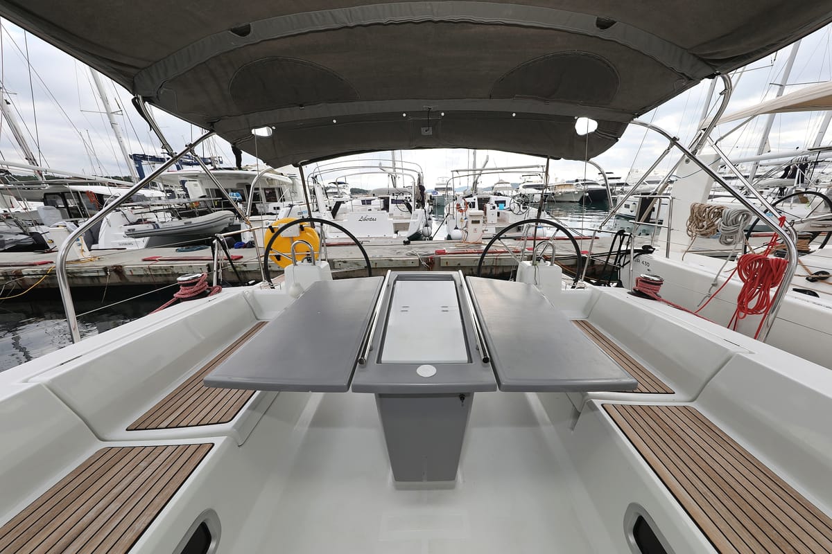 Cockpit of Dream Course, a Beneteau Oceanis 41.1 sailboat at Grad Vodice, Croatia