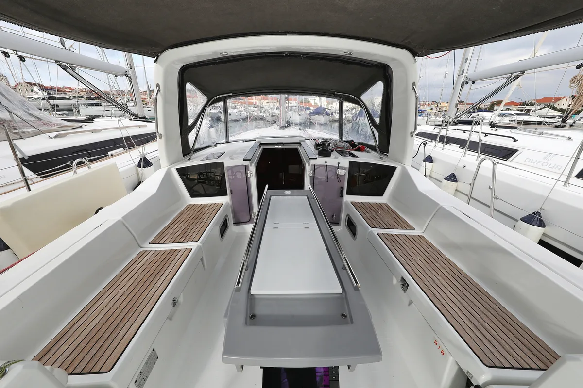 Cockpit of Dream Course, a Beneteau Oceanis 41.1 sailboat at Grad Vodice, Croatia