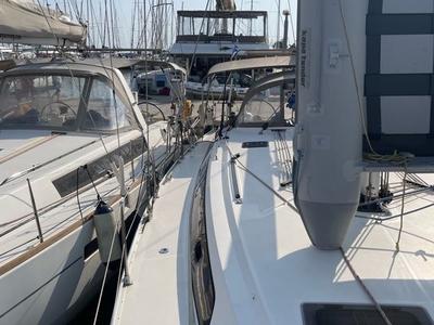 Deck of Rozerina, a Bavaria Cruiser 46 sailboat at Athens, Greece