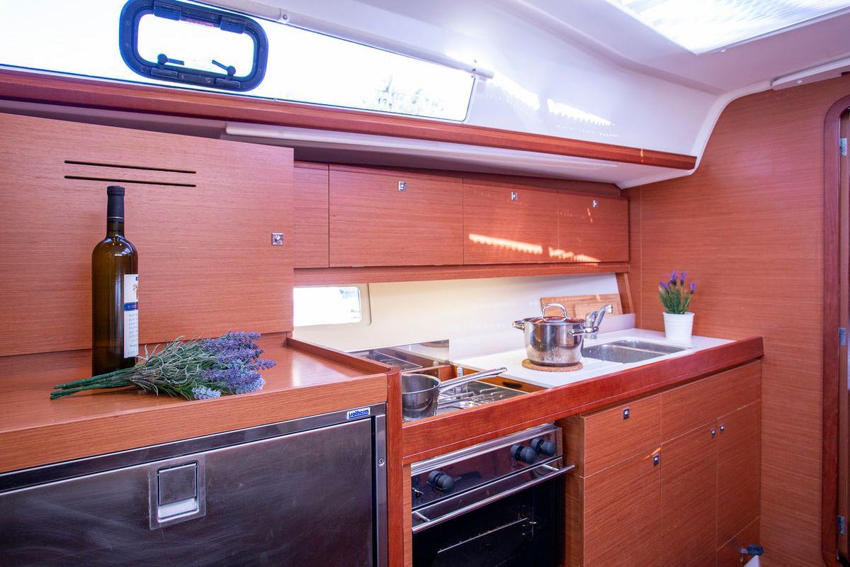 Galley of Niké, a Dufour 382 GL sailboat at Grad Pula, Croatia