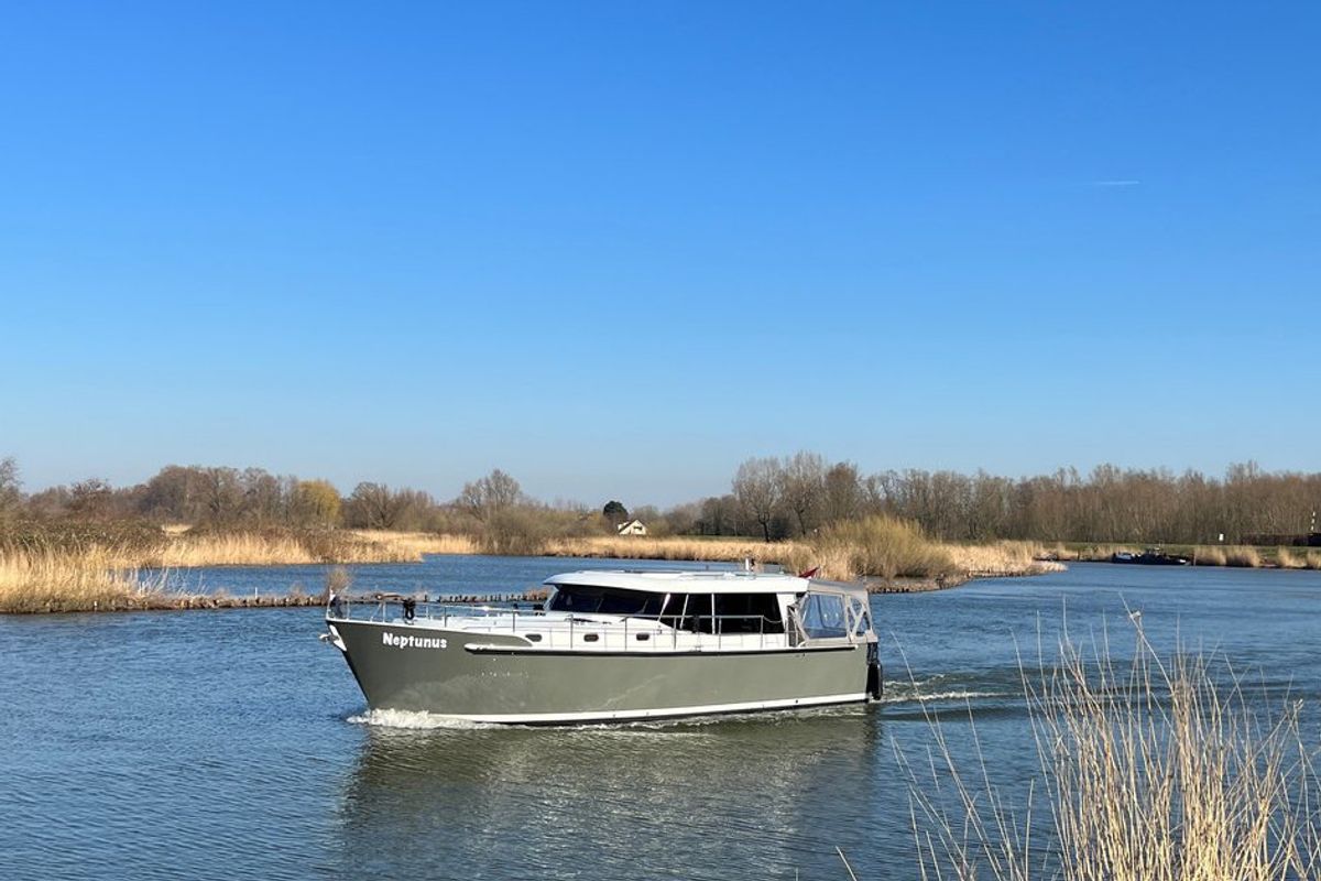 Exterior view of Neptunus, a Gulet Brandsma Luna 40 motorboat at Heukelum, Netherlands