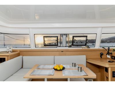 Salon of Pura Vida, a Excess 11 catamaran at Ribishi, Saint Vincent and the Grenadines