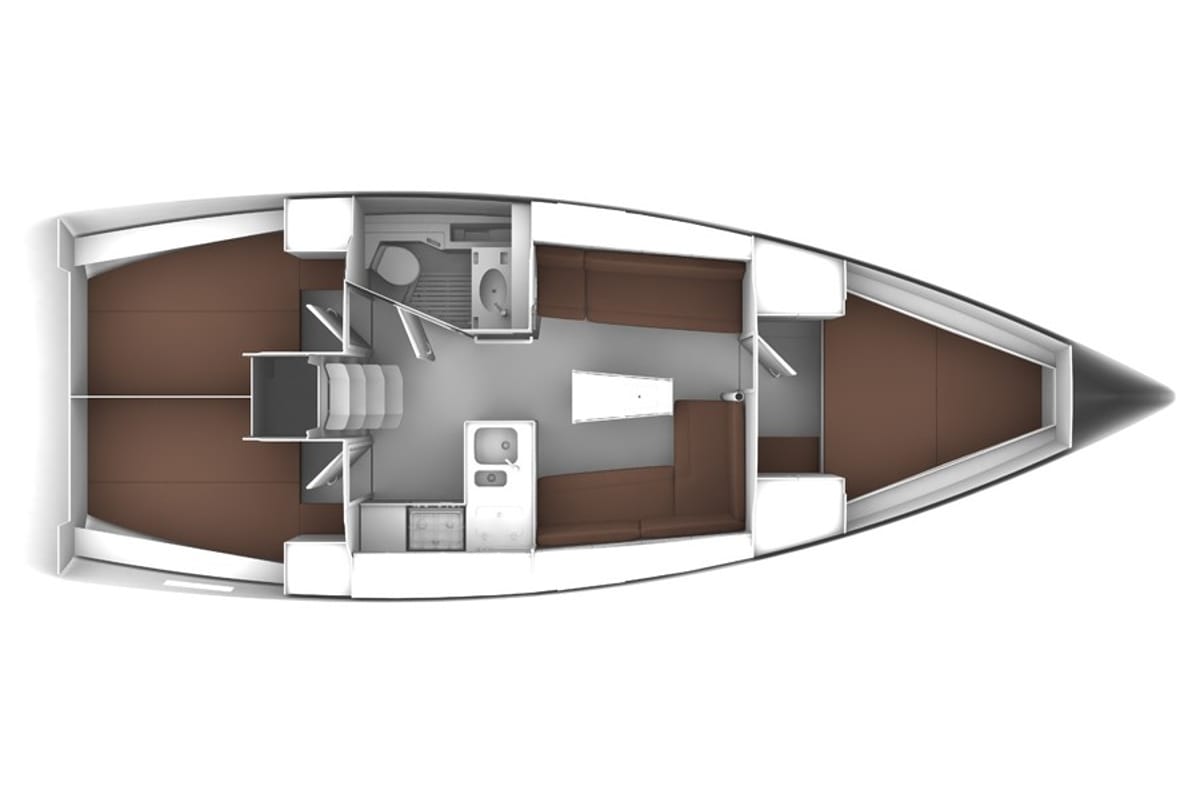 Floor plan of Gale, a Bavaria Cruiser 37 sailboat at Općina Sukošan, Croatia