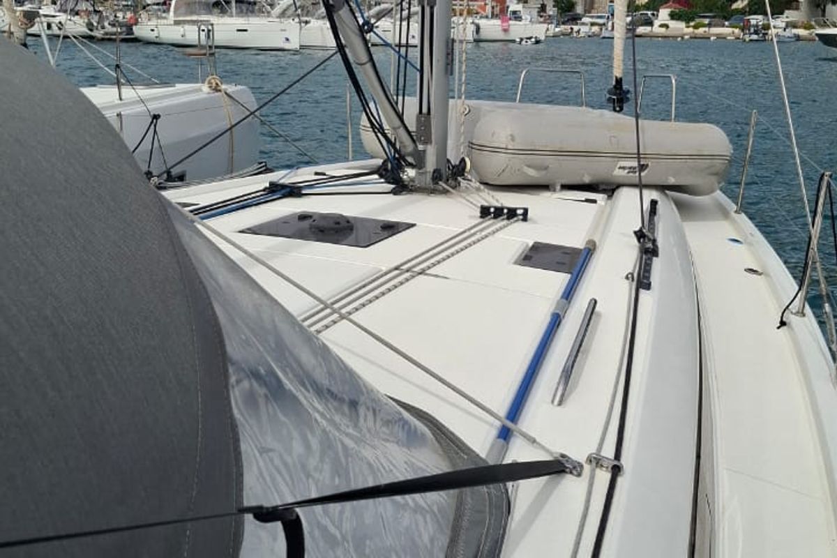 Deck of Taylor, a Beneteau Oceanis 40.1 sailboat at Municipal Unit of Lefkada, Greece