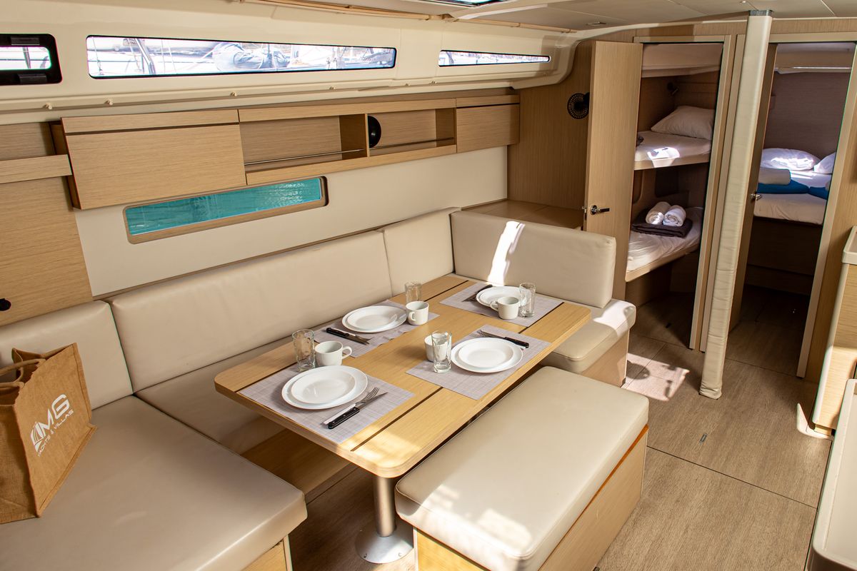 Salon of Taylor, a Beneteau Oceanis 40.1 sailboat at Municipal Unit of Lefkada, Greece