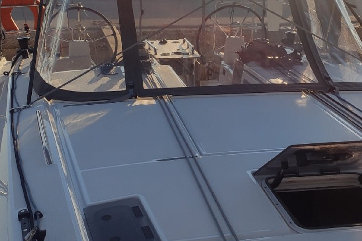 Deck of Taylor, a Beneteau Oceanis 40.1 sailboat at Municipal Unit of Lefkada, Greece
