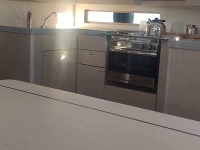 Galley of Taylor, a Beneteau Oceanis 40.1 sailboat at Municipal Unit of Lefkada, Greece
