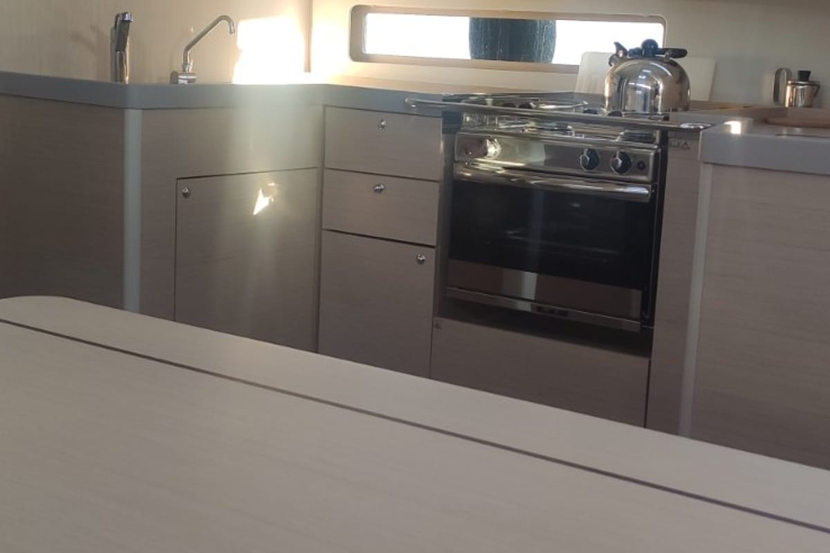Galley of Taylor, a Beneteau Oceanis 40.1 sailboat at Municipal Unit of Lefkada, Greece