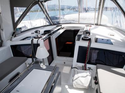 Deck of Annita, a Beneteau Oceanis 48 sailboat at Municipal Unit of Rhodes, Greece