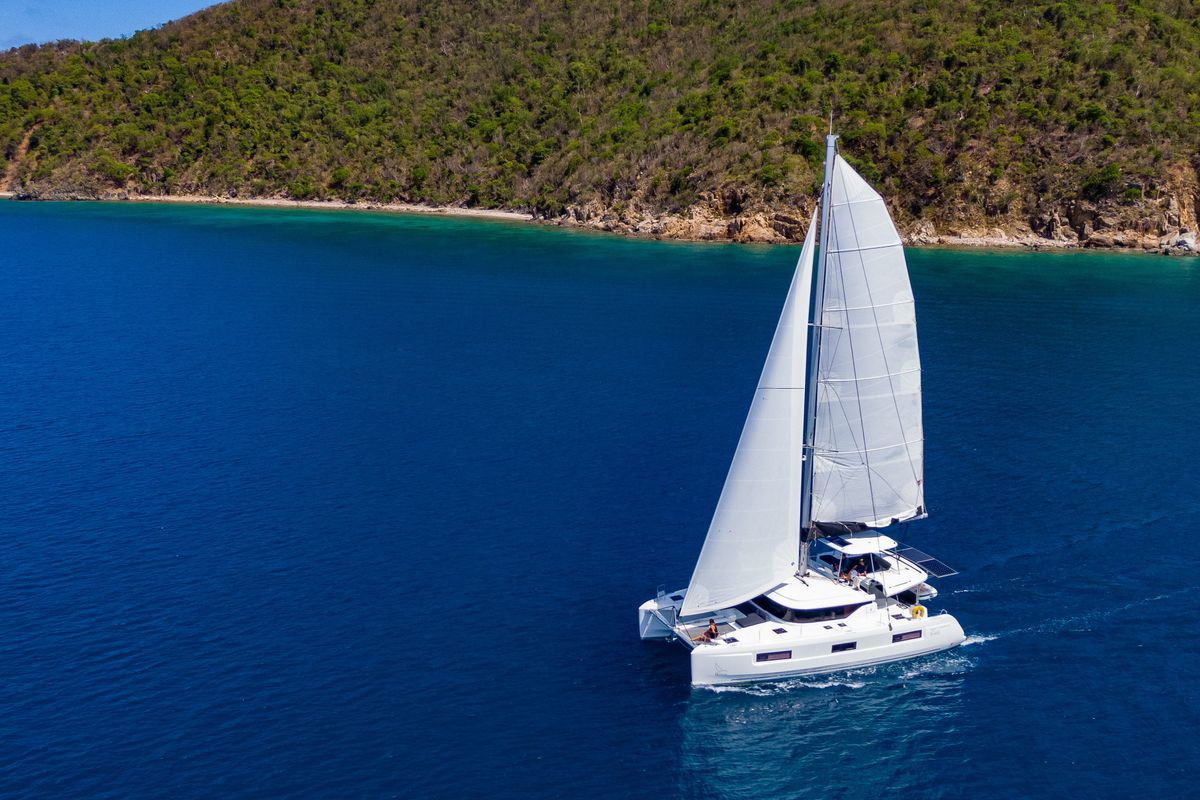 Exterior view of Rope The Wind, a Lagoon 46 catamaran at Road Town, British Virgin Islands