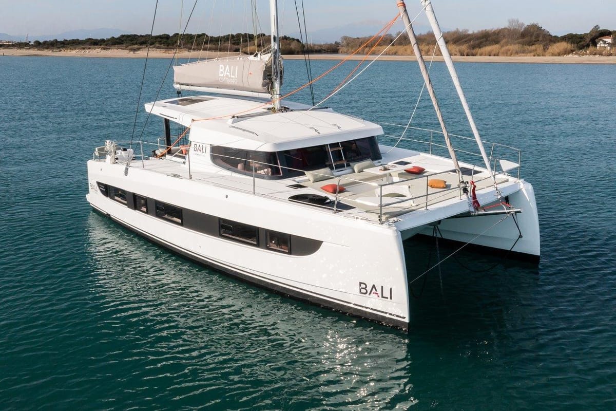 Exterior view of The Maestro Cat, a Bali Catspace catamaran at Municipal Unit of Lefkada, Greece