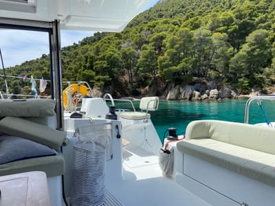 Deck of The Maestro Cat, a Bali Catspace catamaran at Municipal Unit of Lefkada, Greece