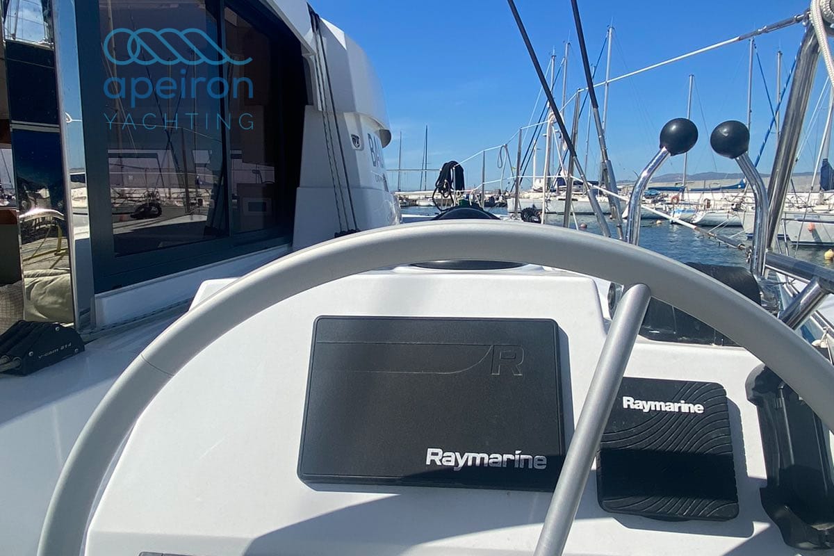 Cockpit of The Maestro Cat, a Bali Catspace catamaran at Municipal Unit of Lefkada, Greece