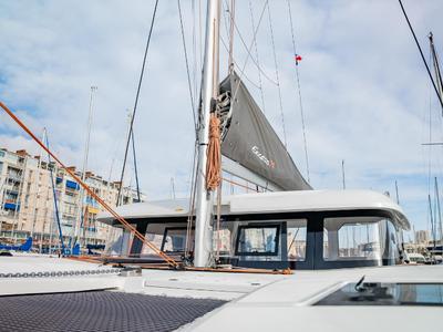 Deck of Rosalu ex Shakti, a Excess 11 catamaran at Toulon, France