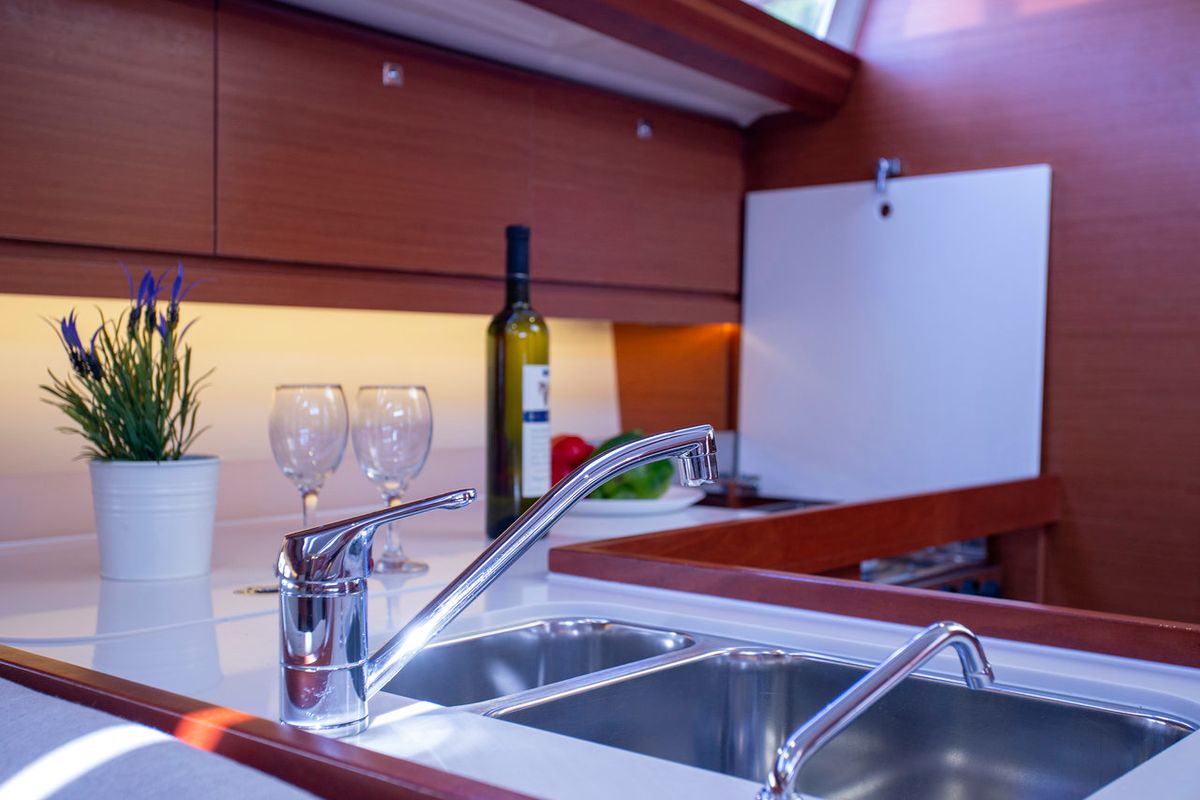 Galley of Eva, a Dufour 412 GL sailboat at Mali Lošinj, Croatia