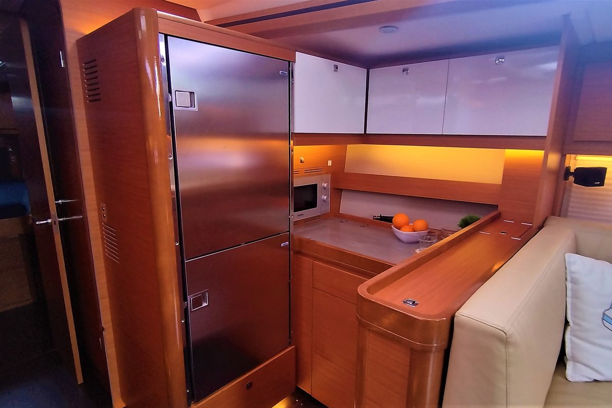 Galley of Morisia, a Dufour 56 Exclusive sailboat at Olbia, Italy
