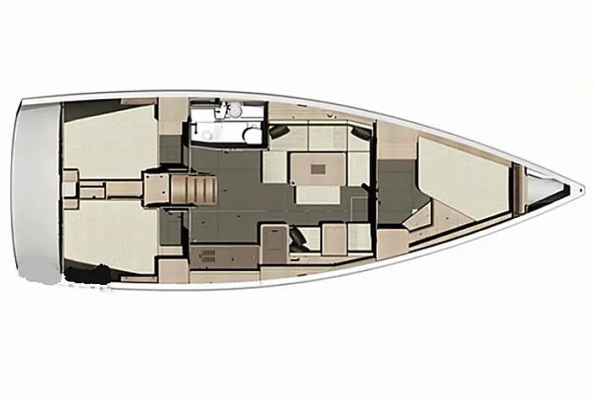 Floor plan of Tigre do Mar, a Dufour 410 Grand Large sailboat at Angra dos Reis, Brazil