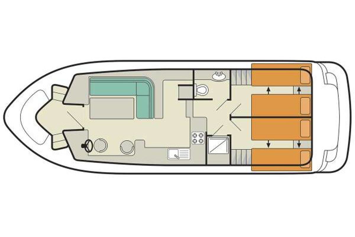 Floor plan of Tango, a Cygnet Tango motorboat at Frankfort, United States