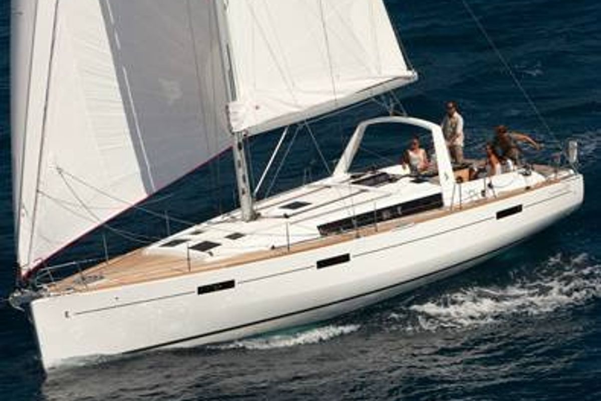 Exterior view of Konstantinos, a Beneteau Oceanis 45 sailboat at Athens, Greece
