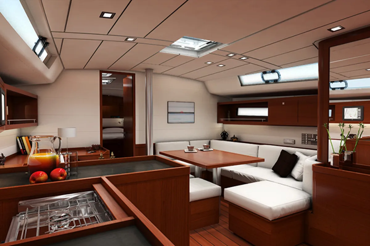 Salon of Konstantinos, a Beneteau Oceanis 45 sailboat at Athens, Greece