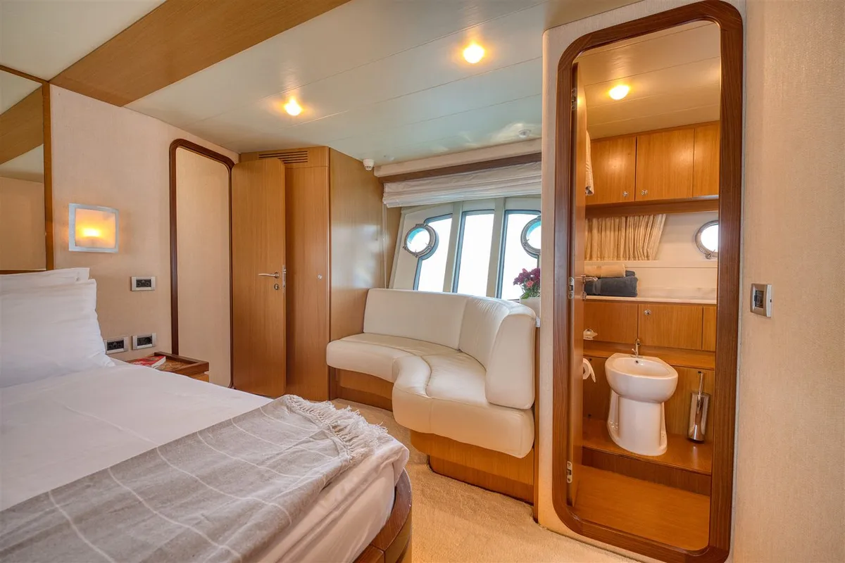 Cabin on M/Y Dominique, a Ferretti Yachts 681 yacht at Split, Croatia