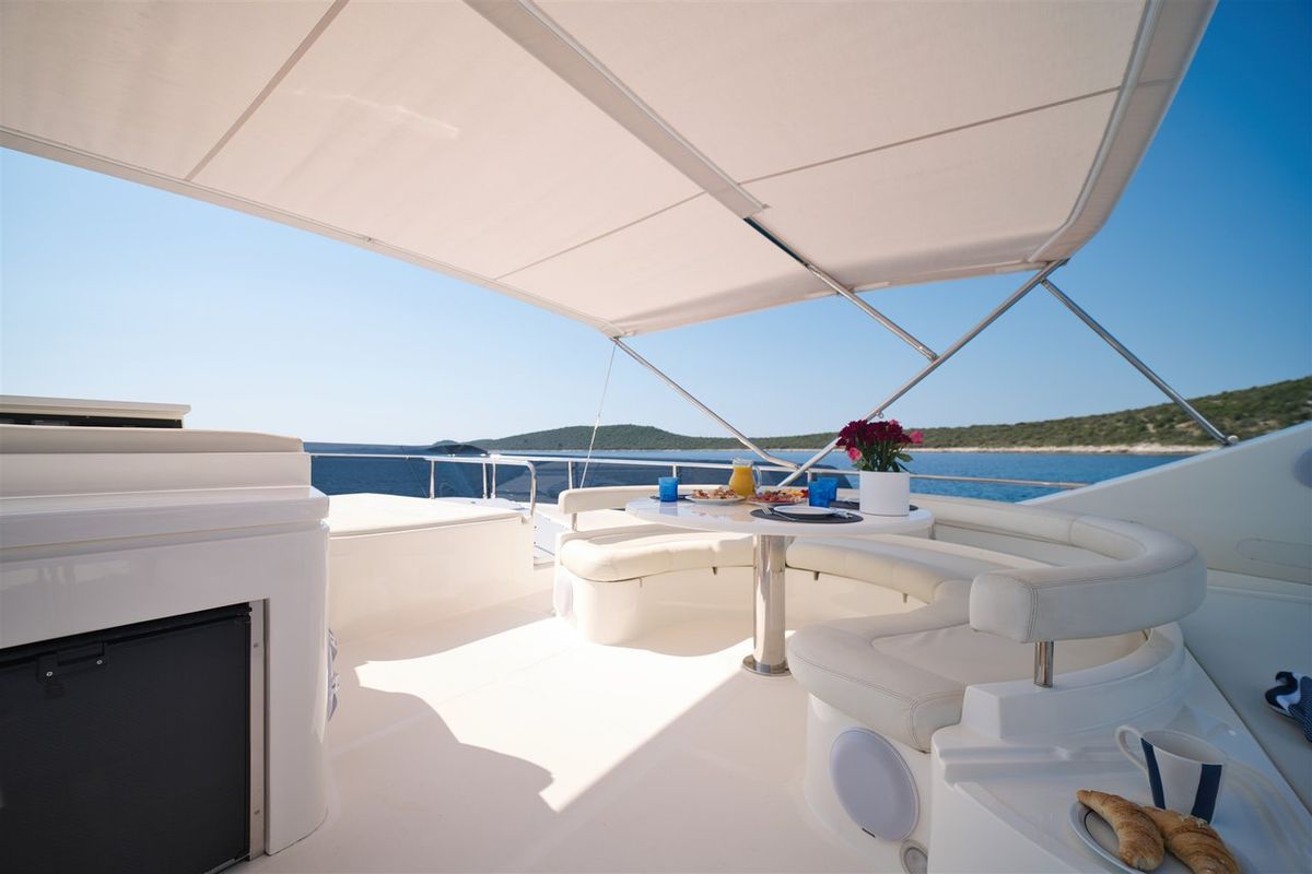 Deck of M/Y Dominique, a Ferretti Yachts 681 yacht at Split, Croatia