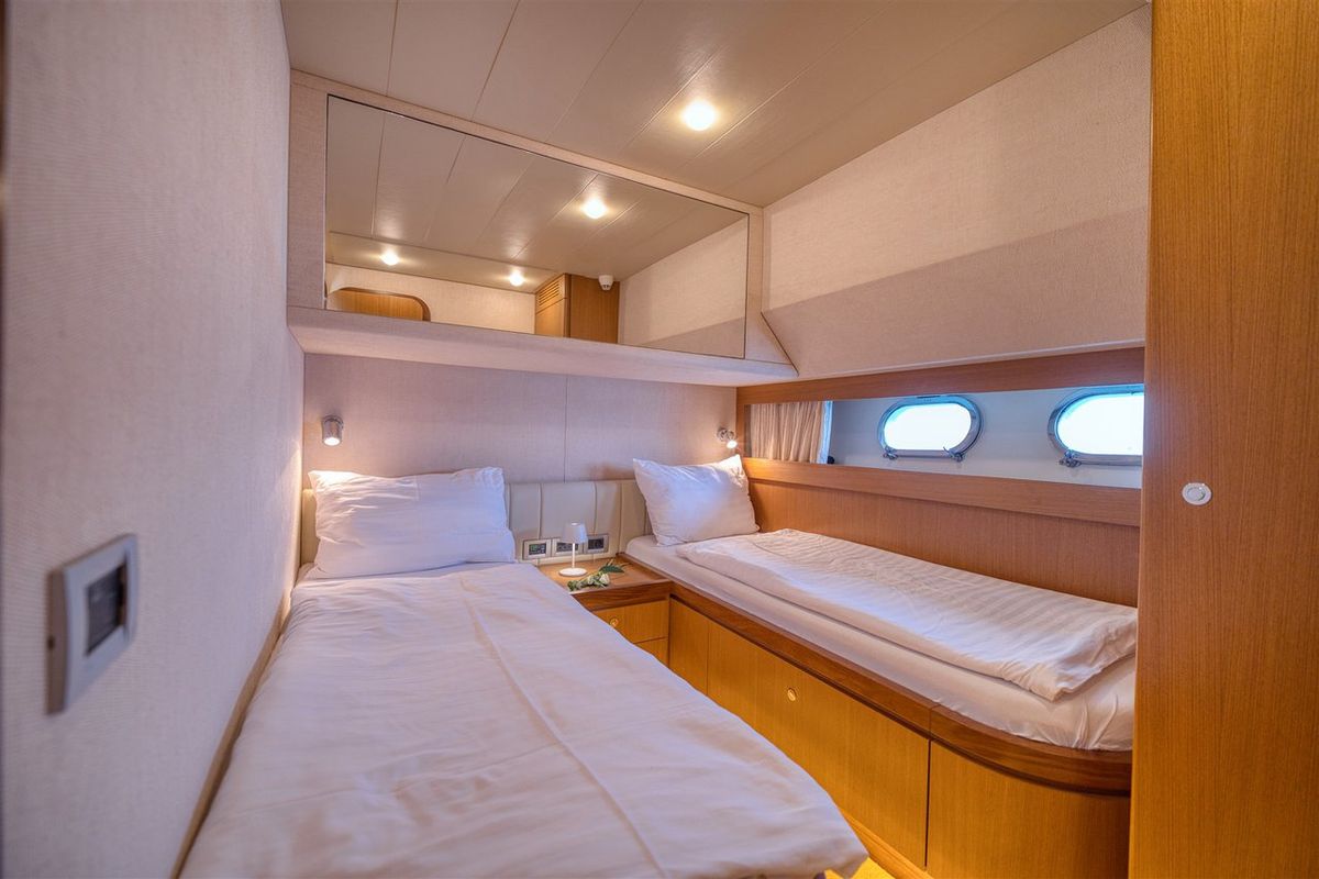 Cabin on M/Y Dominique, a Ferretti Yachts 681 yacht at Split, Croatia