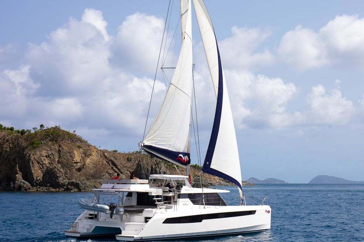 Exterior view of Moorings 5000-5/4 Club, a Leopard 50 catamaran at Road Town, British Virgin Islands