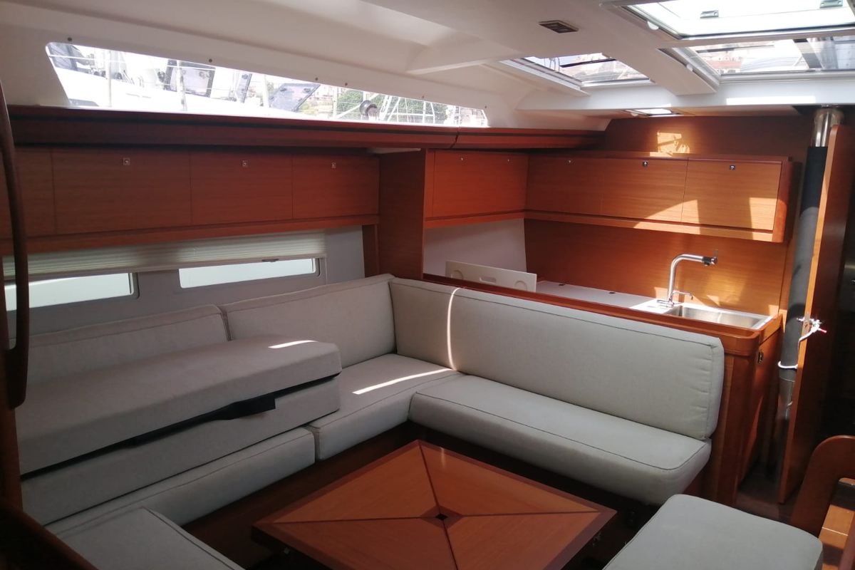 Cockpit of Moscow Mule, a Dufour 520 GL sailboat at Milazzo, Italy