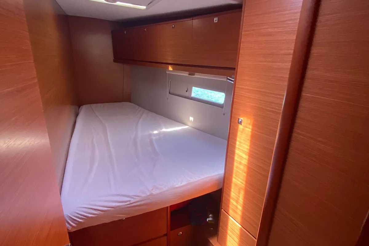 Cabin on Moscow Mule, a Dufour 520 GL sailboat at Milazzo, Italy