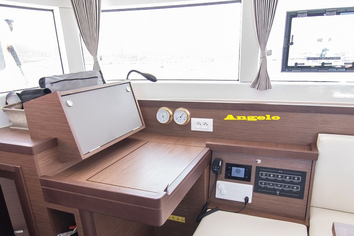 Cockpit of ANGELO, a Lagoon 40 catamaran at Municipal Unit of Lefkada, Greece