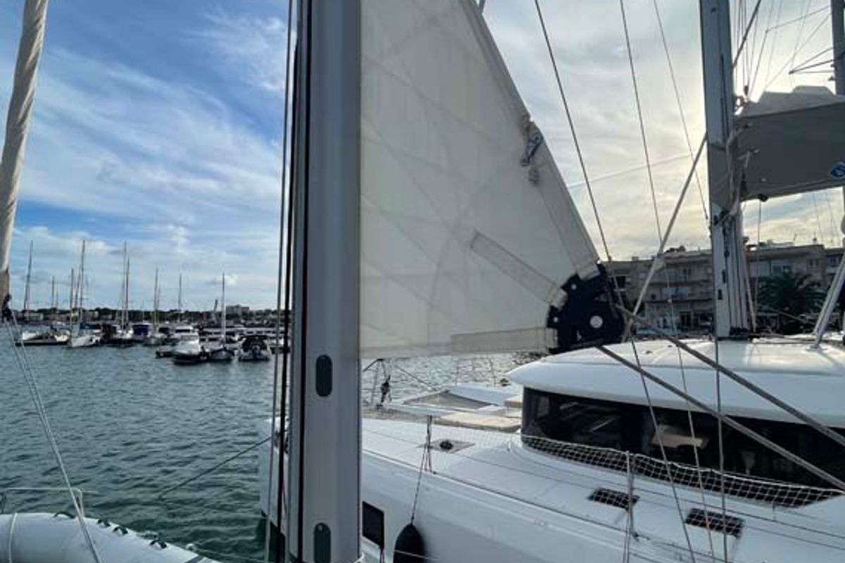 Exterior view of Star of the Seas, a Beneteau Oceanis 40.1 sailboat at Felanitx, Spain
