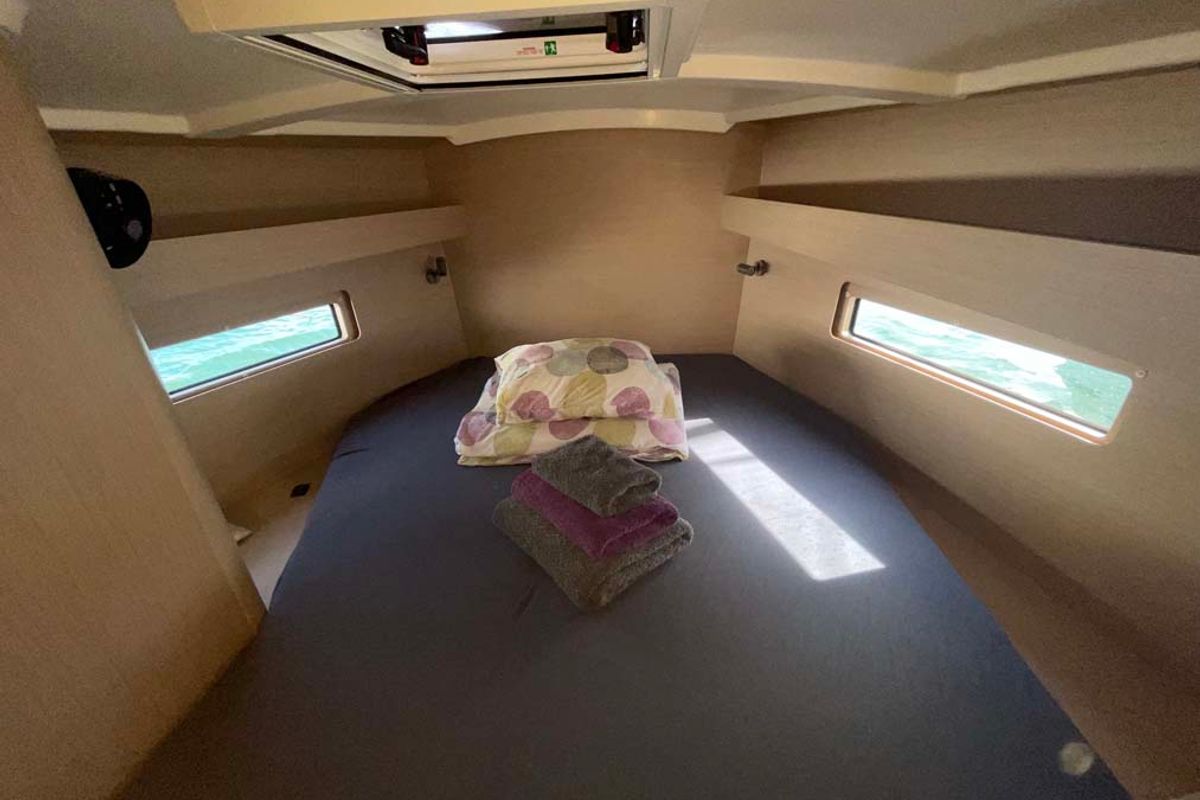 Cabin on Star of the Seas, a Beneteau Oceanis 40.1 sailboat at Felanitx, Spain