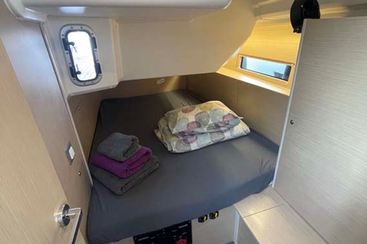 Cabin on Star of the Seas, a Beneteau Oceanis 40.1 sailboat at Felanitx, Spain