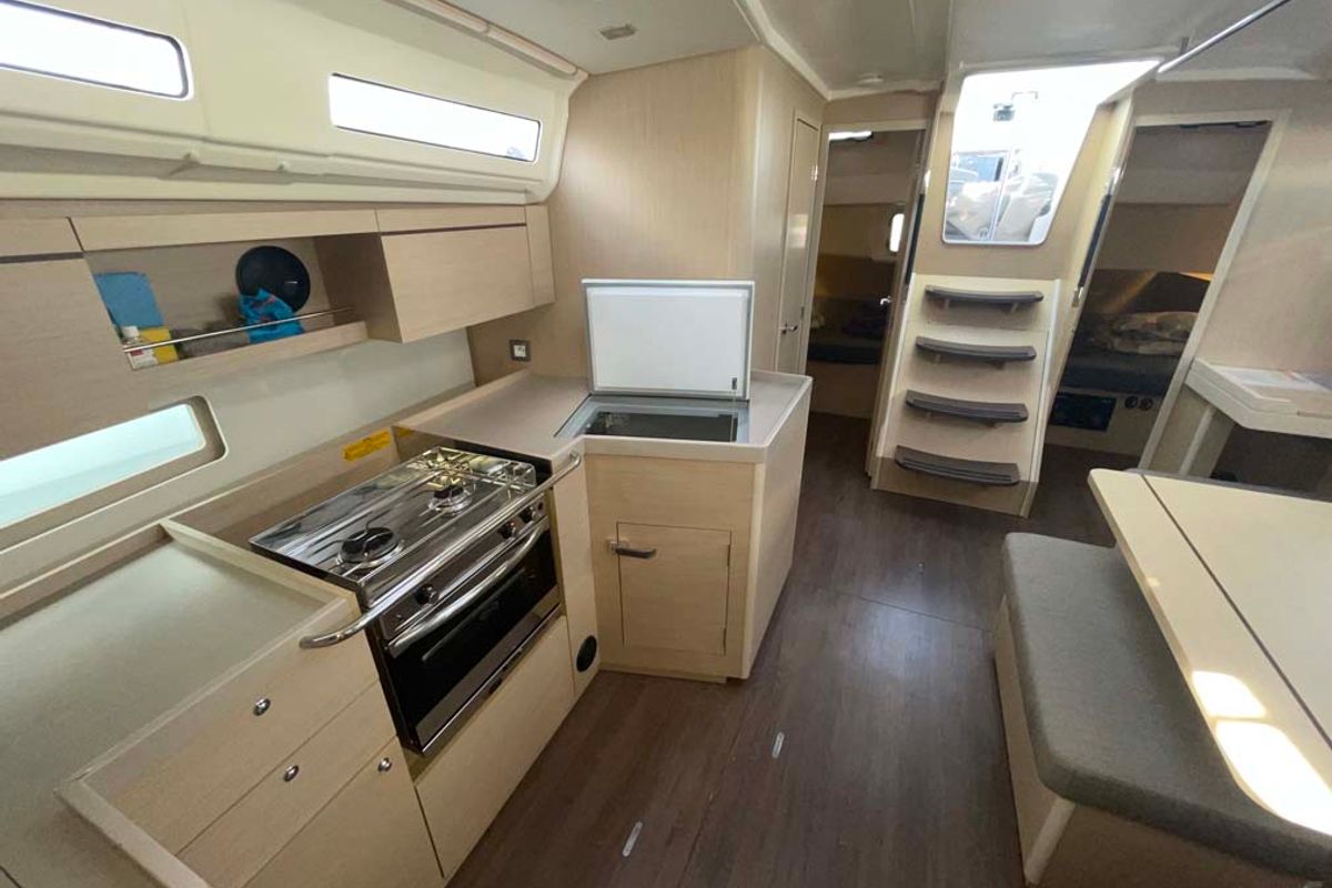 Galley of Star of the Seas, a Beneteau Oceanis 40.1 sailboat at Felanitx, Spain