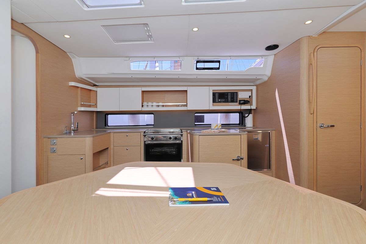 Galley of Funk, a Dufour 44 sailboat at Grad Vodice, Croatia