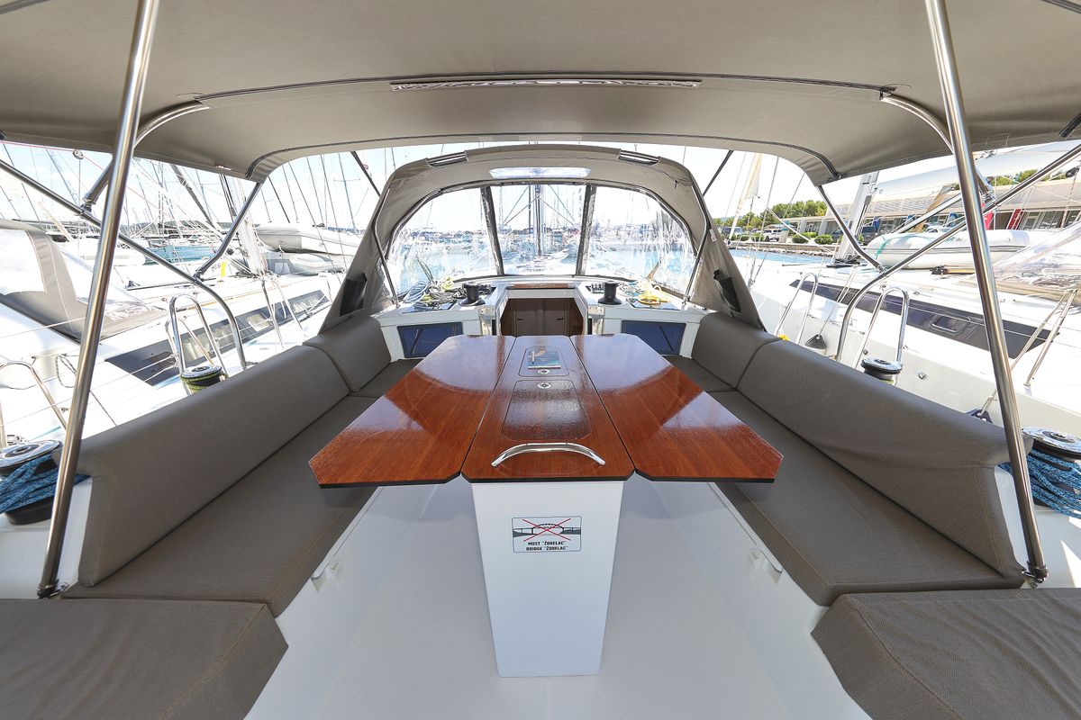 Deck of Funk, a Dufour 44 sailboat at Grad Vodice, Croatia