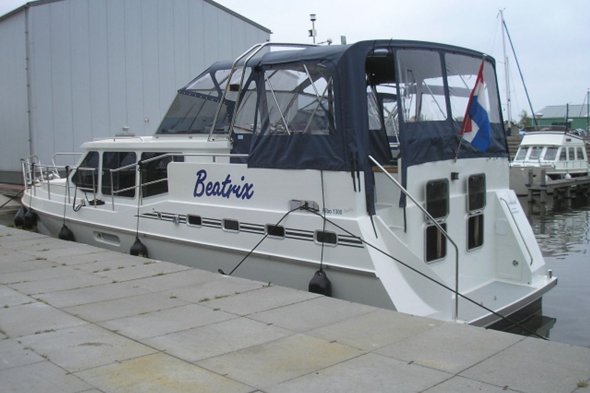 Exterior view of Beatrix, a Gulet Hibo 1300 motorboat at Woudsend, Netherlands